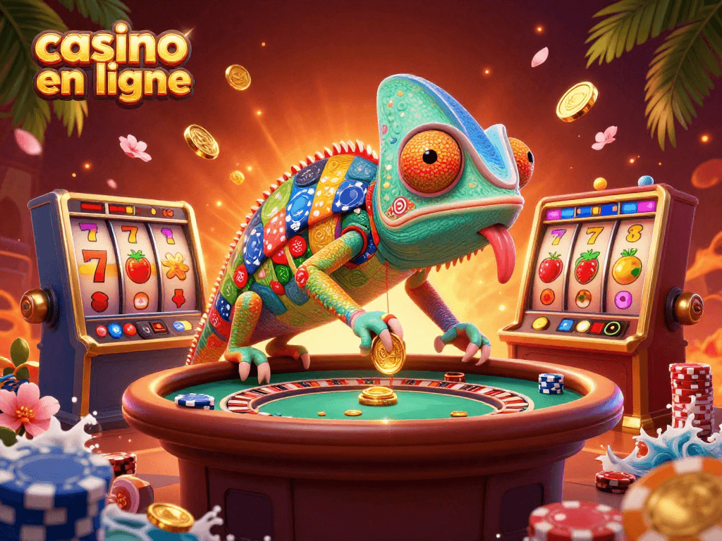 Jouez au casino en ligne avec plaisir grâce à un animateur chameleon offrant des gains captivants.